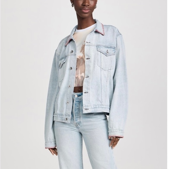 Vintage Style Oversize Denim Jacket -size Large - Picture 5 of 5